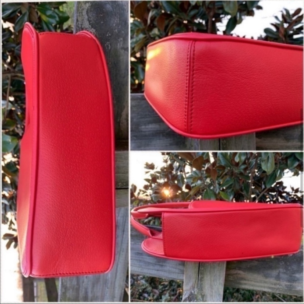 Kate Spade Dolly Red Heart Large Rose Colored Glasses Leather Novelty Rare Bag - Picture 4 of 11